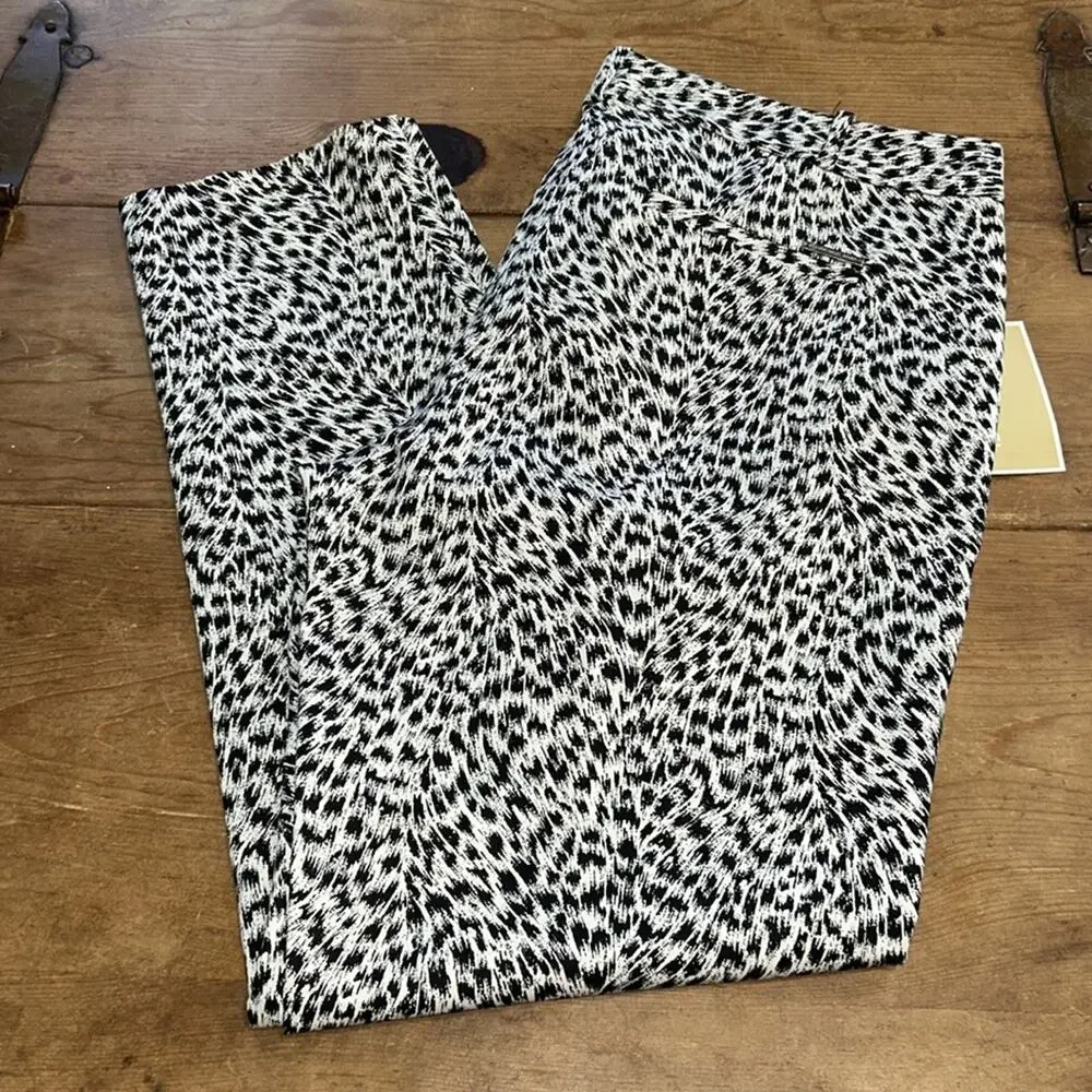 Woman’s Michael Kors Miranda Jaguar Print Cotton Pants Black and White Size 12